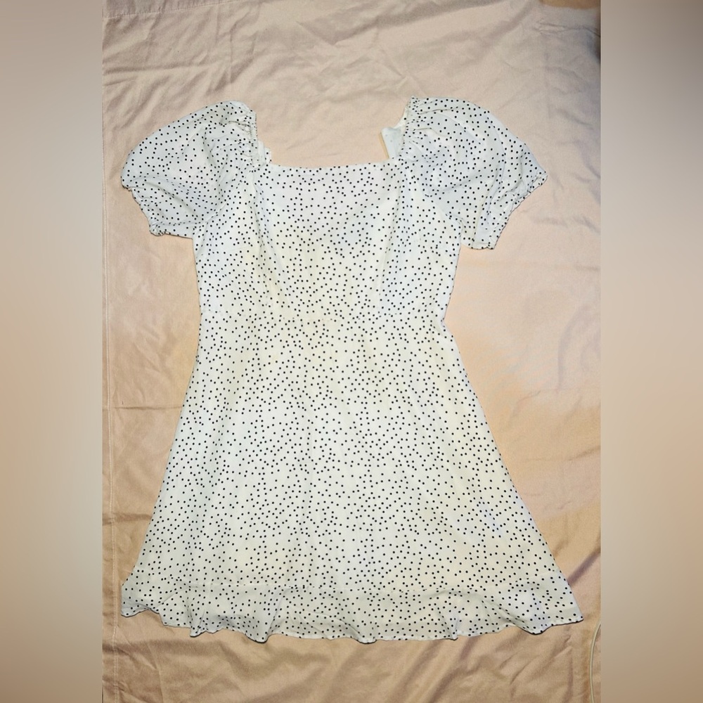 Elegant White Polka Dot Mini Dress